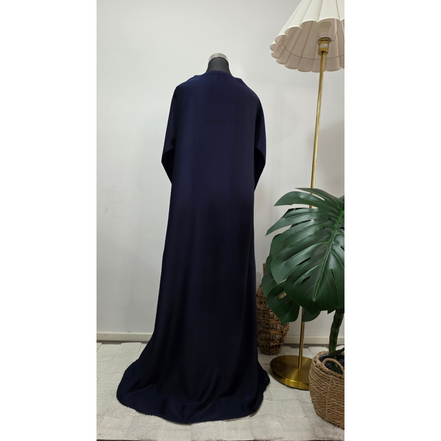 Navy Blue Modest Dress with Matching Hijab – Elegant Maxi Abaya