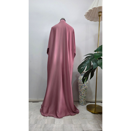 Pink Abaya with Floral Embroidered Sleeves