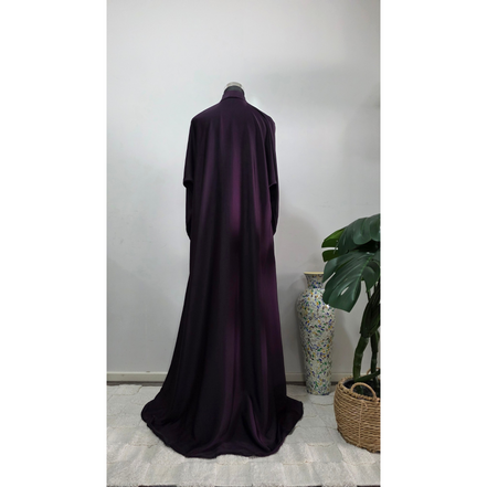 Plum Purple abaya with Embroidered sleeves