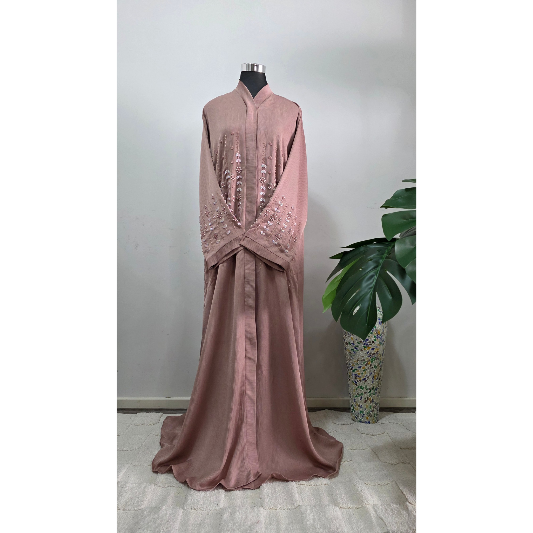 Dusty Rose Embellished Abaya| Premium Modest Wear