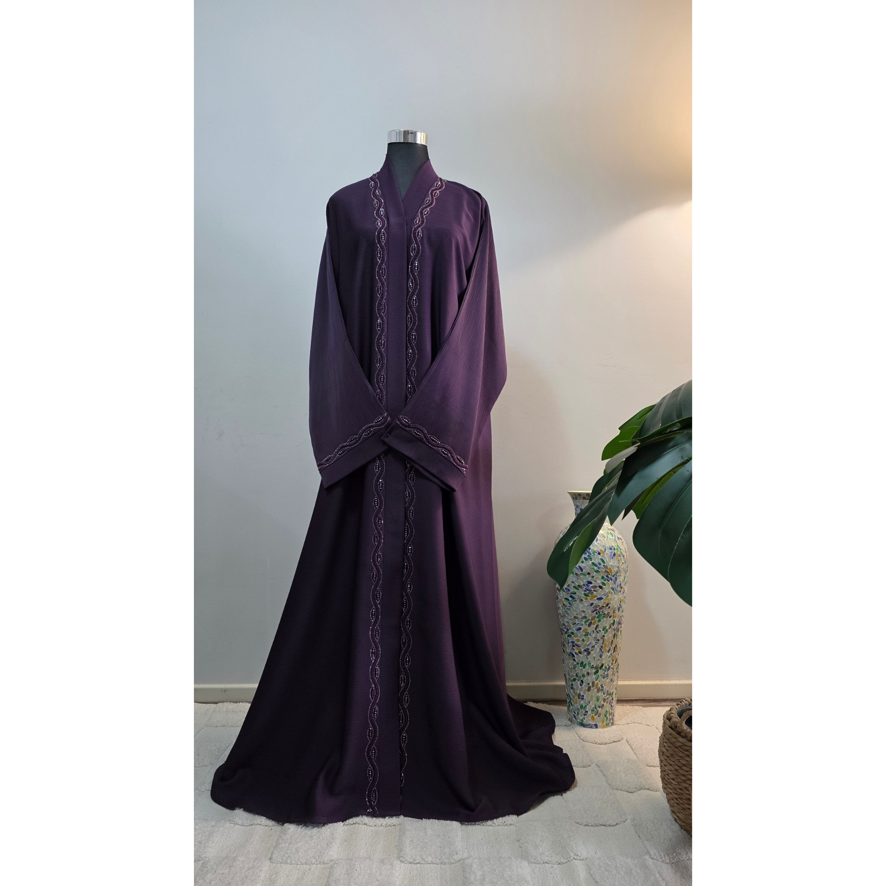 Deep Purple Beaded Abaya