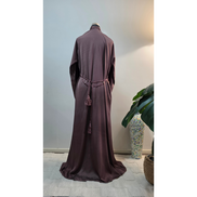 Mauve Beaded Satin Abaya