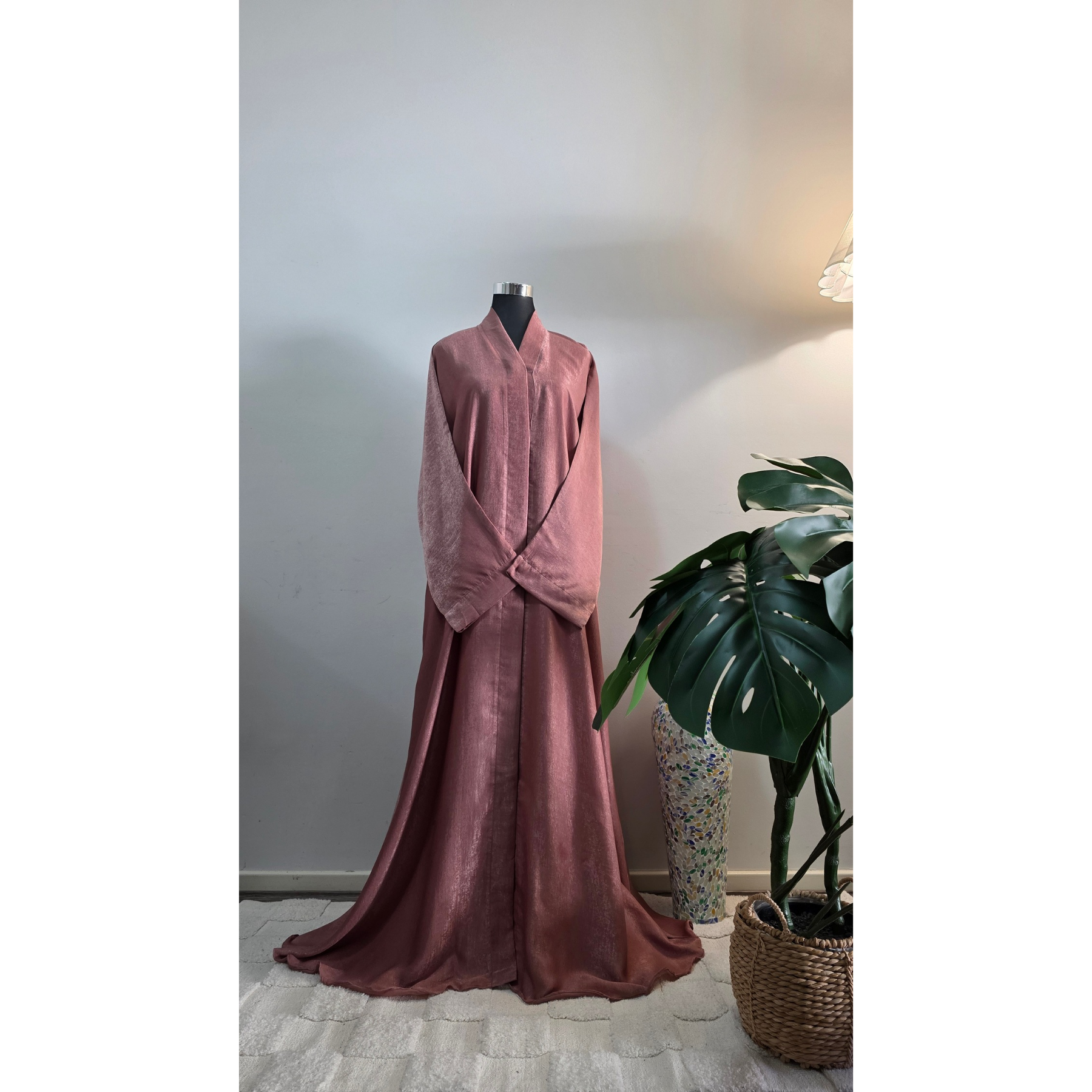 Dusty Rose Hareer Abaya