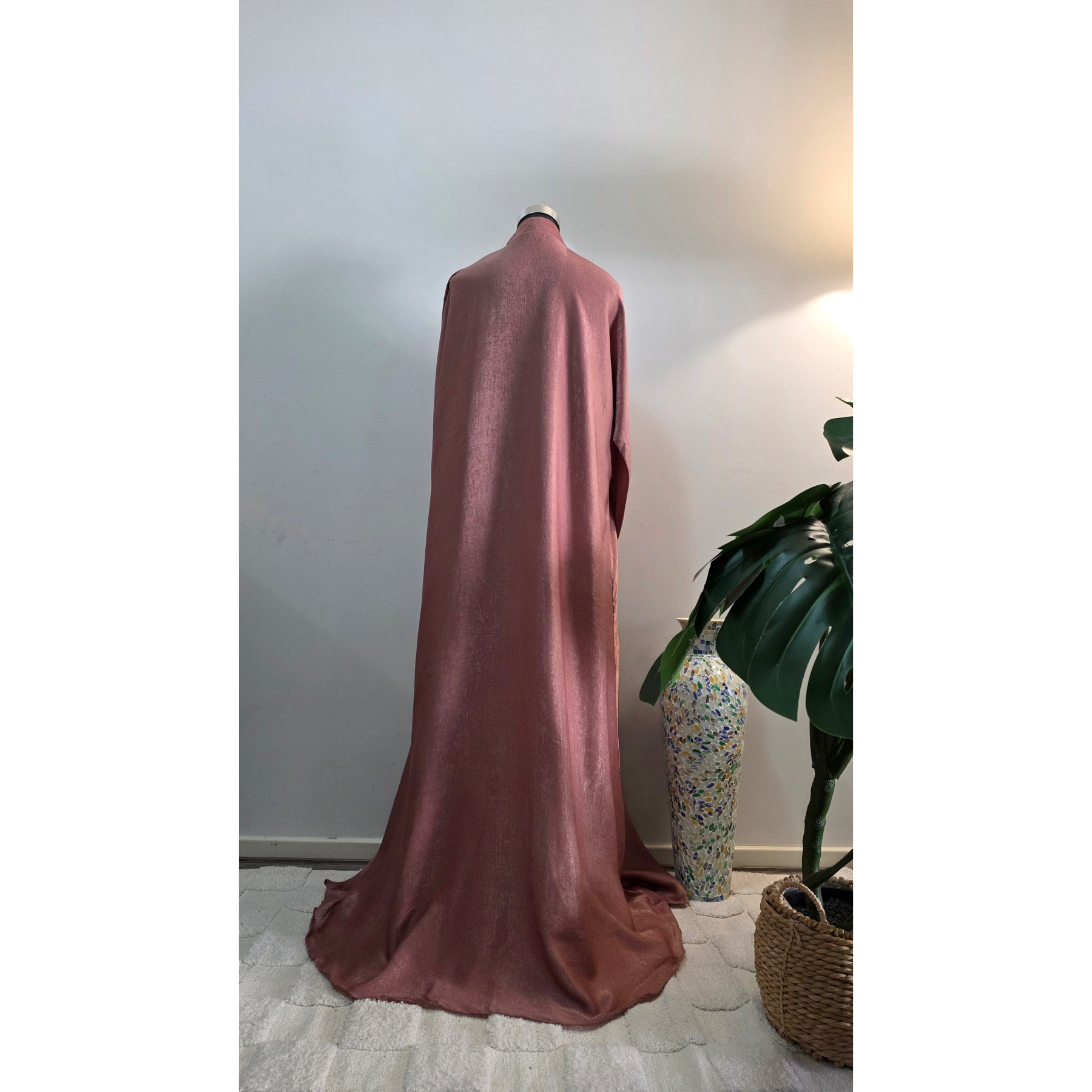 Dusty Rose Hareer Abaya