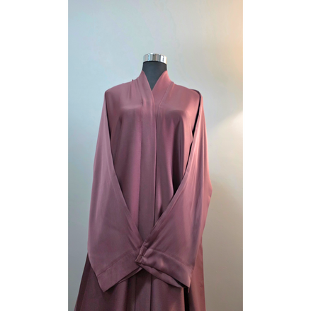 Mauve Pink Satin Plain Abaya