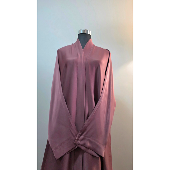Mauve Pink Satin Plain Abaya