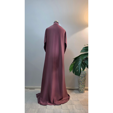 Mauve Pink Satin Plain Abaya