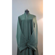 Green Satin Plain Abaya