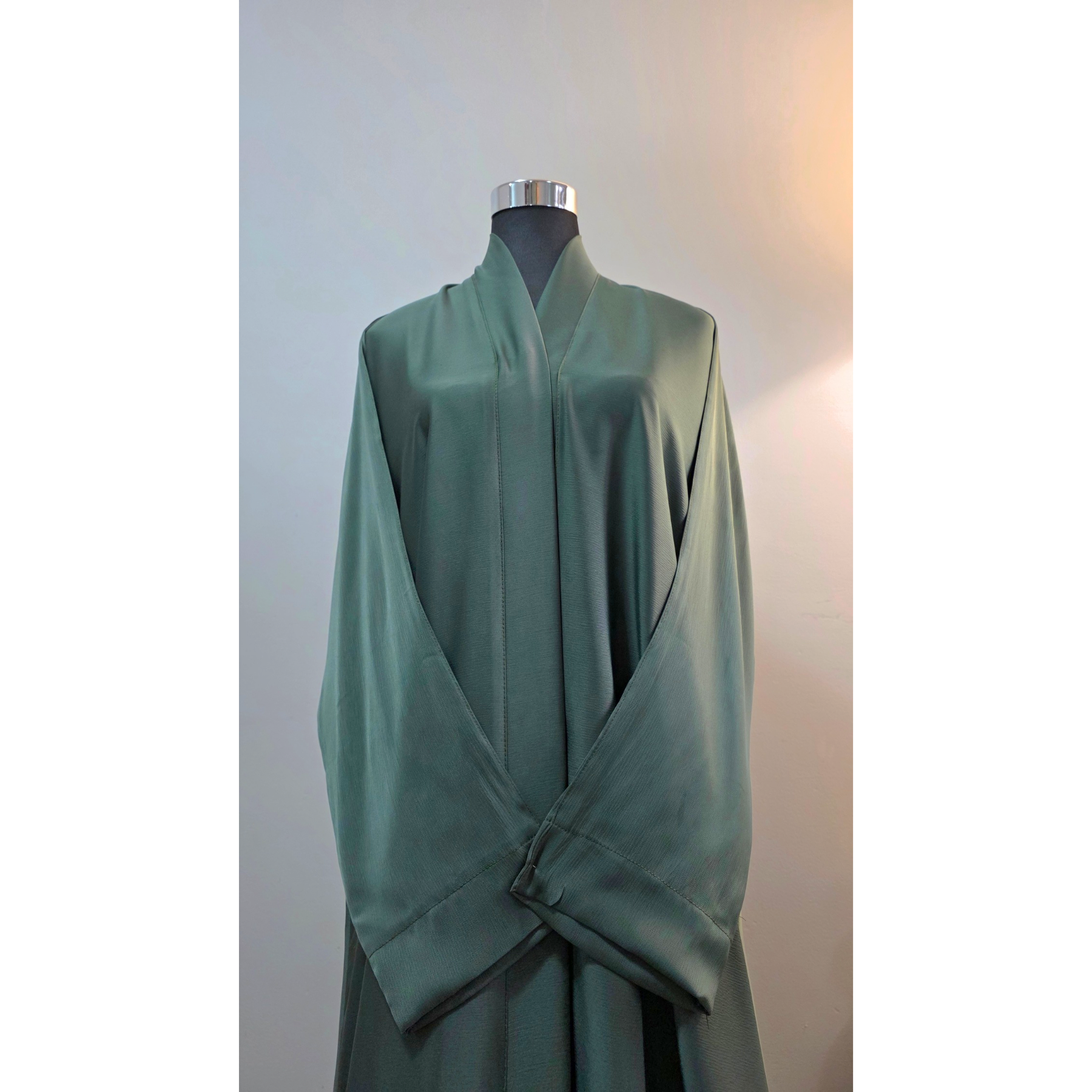 Green Satin Plain Abaya