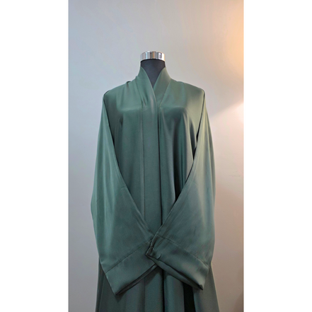 Green Satin Plain Abaya