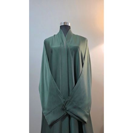 Green Satin Plain Abaya