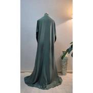 Green Satin Plain Abaya