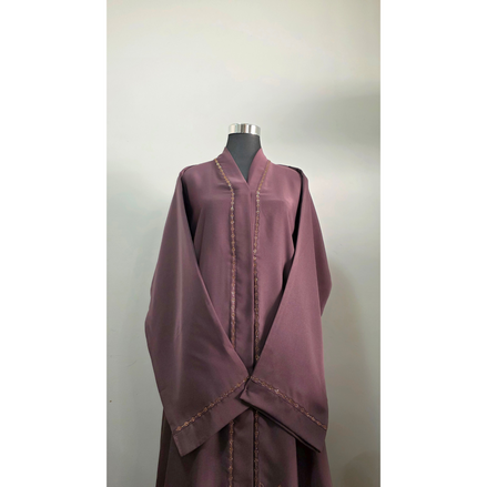 Dusty Mauve Embroidered and DMC stone Embellished Abaya