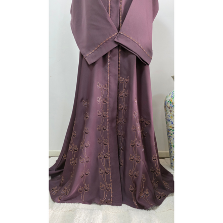 Dusty Mauve Embroidered and DMC stone Embellished Abaya