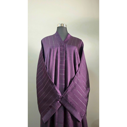 Purple Stripe Satin Abaya