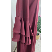 Burgundy Double Ruffle Bell Sleeve Dress