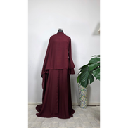 Burgundy Double Ruffle Bell Sleeve Dress
