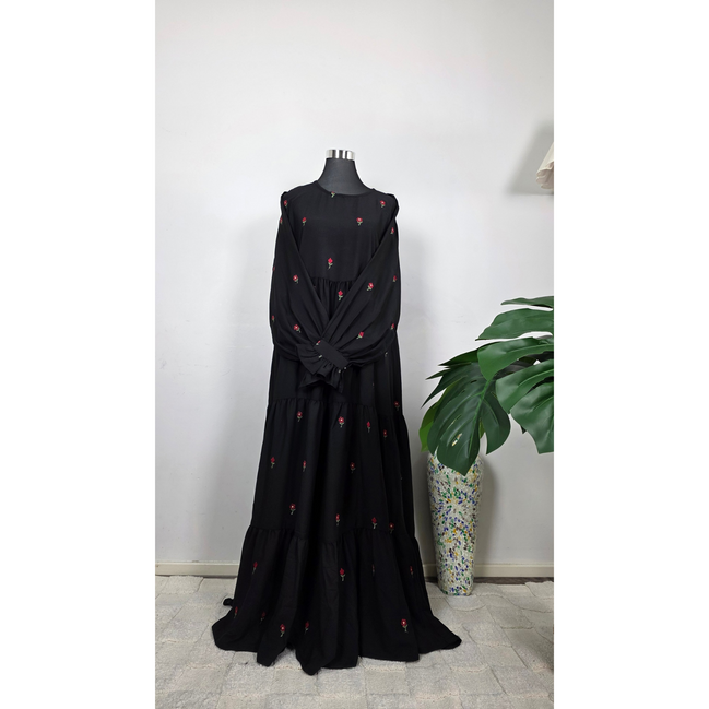 Flowy Black Tiered Maxi Dress