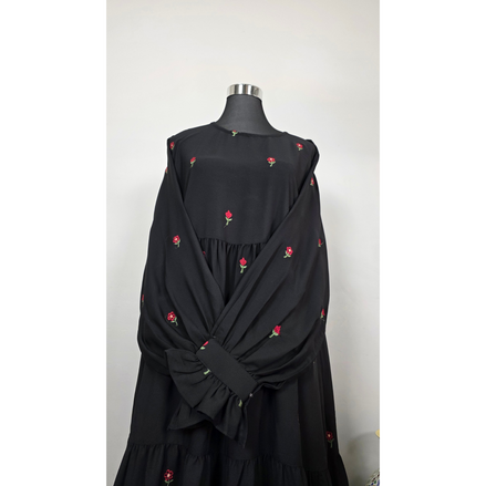 Flowy Black Tiered Maxi Dress