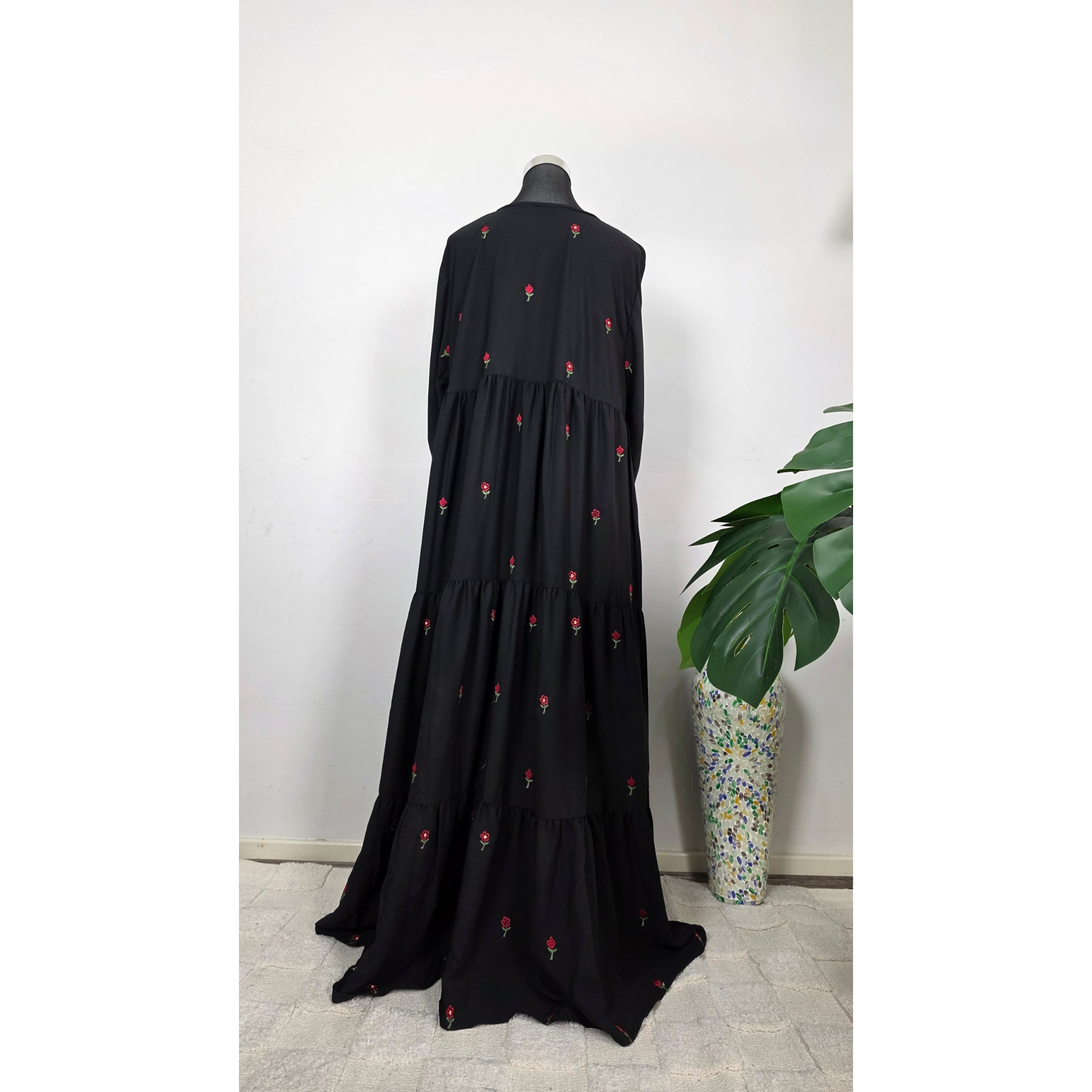 Flowy Black Tiered Maxi Dress