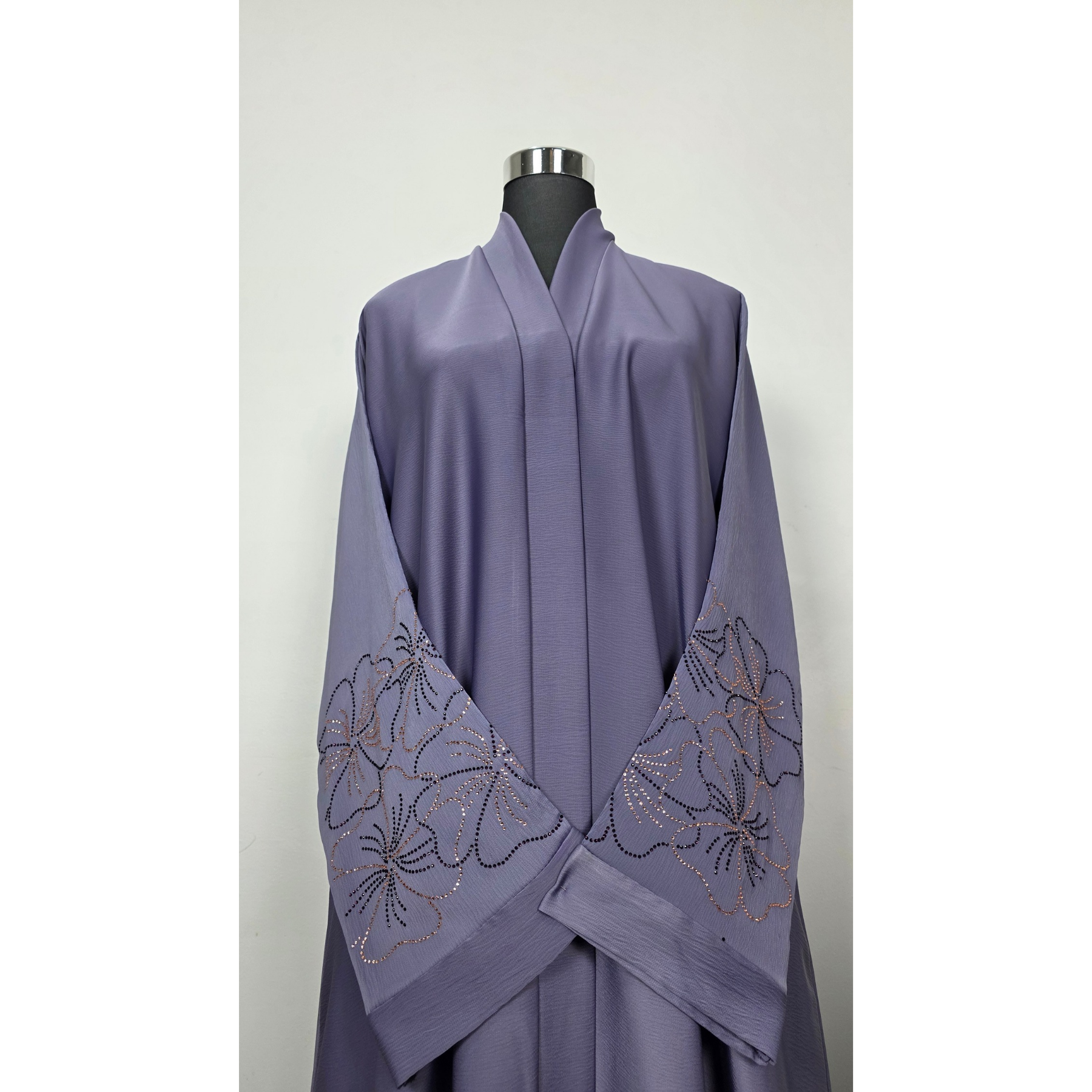 Dusty Lilac Abaya with Diamantes Embellished Sleeves and Front