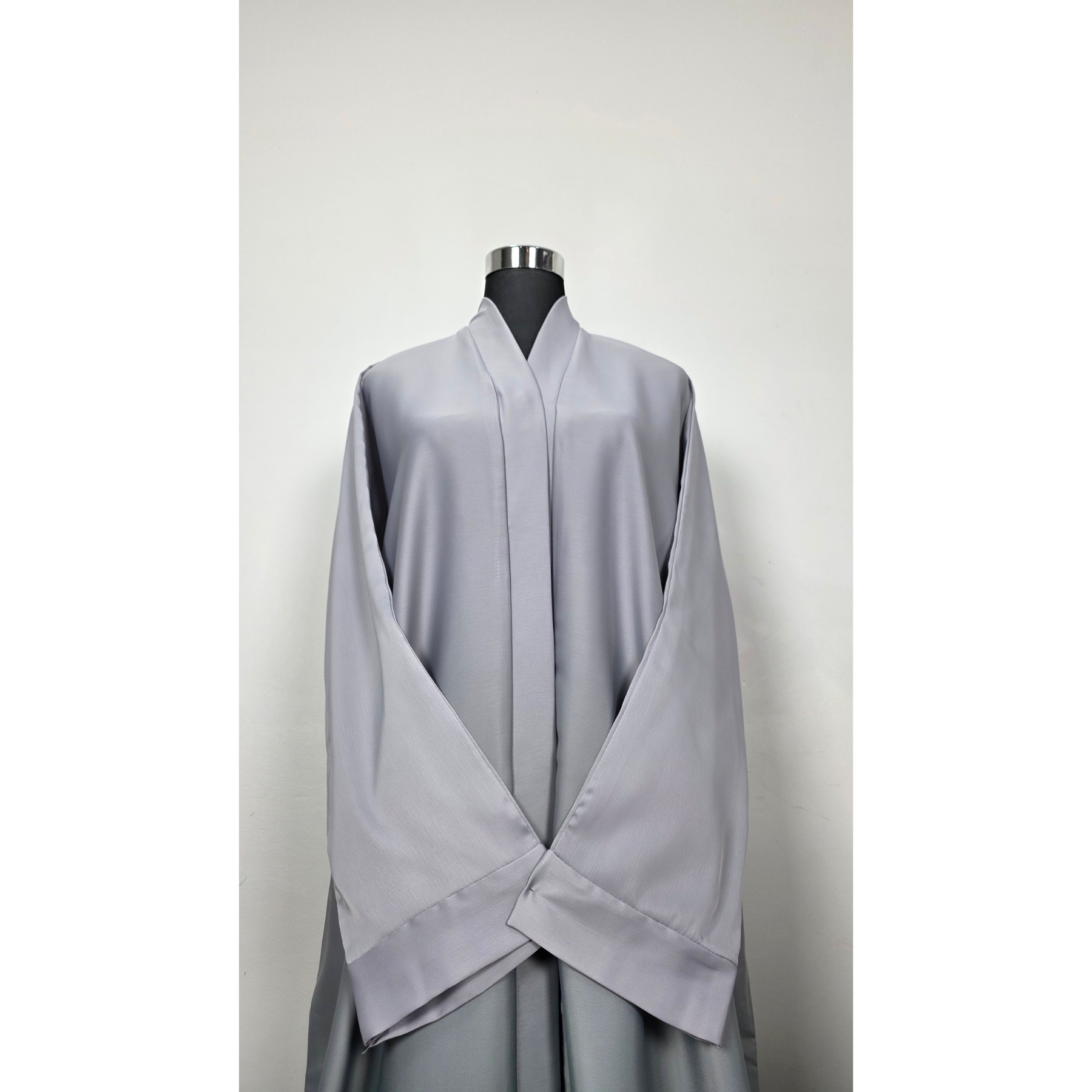 Satin Ombré Abaya – Grey to Teal Gradient