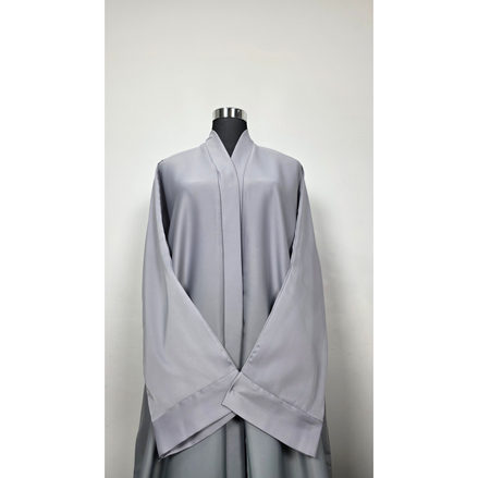 Satin Ombré Abaya – Grey to Teal Gradient