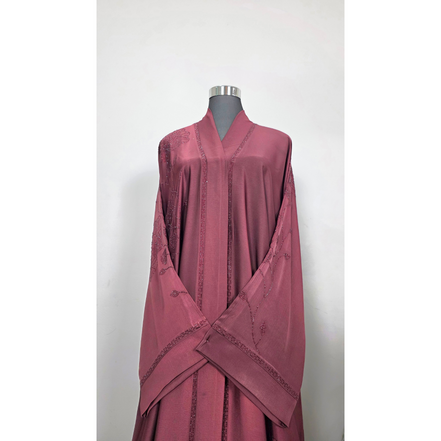 Maroon Satin Abaya with DMC stone work