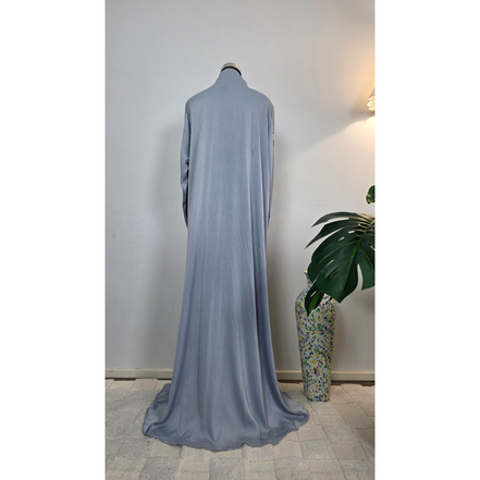 Light Gray Embellished Abaya with Beaded Details