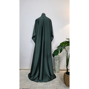 Forest Green Abaya with Floral Embroidered Sleeves