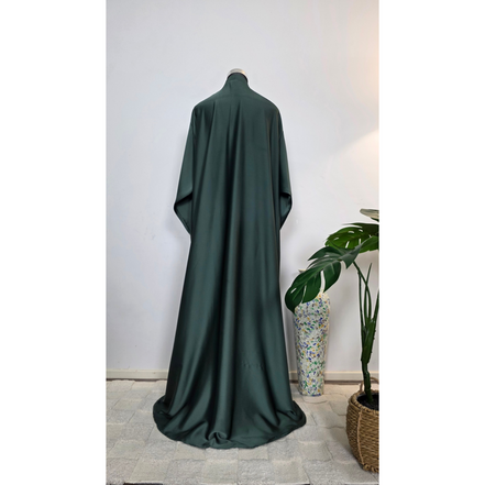 Forest Green Abaya with Floral Embroidered Sleeves