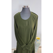Olive Green Modest Maxi Dress with zip Pockets
