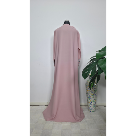 Blush Pink Embroidered Sleeve Abaya