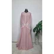 Blush Pink Embroidered Sleeve Abaya