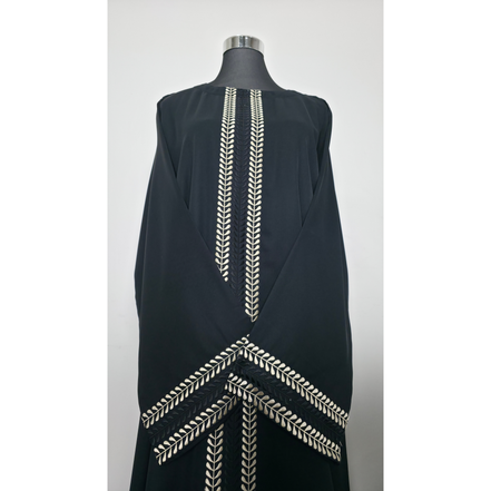 Black Leaf Embroidered Abaya