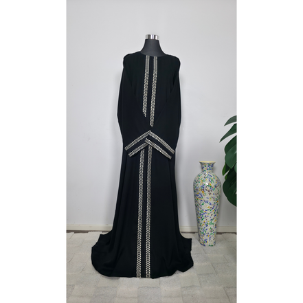 Black Leaf Embroidered Abaya