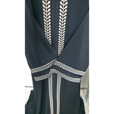 Black Leaf Embroidered Abaya