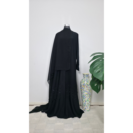 Black Embroidered Abaya with matching Hijab