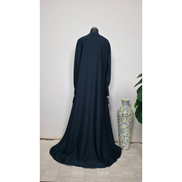 Teal Blue Embroidered Abaya with Lace and Diamantes Detail with Matching Hijab