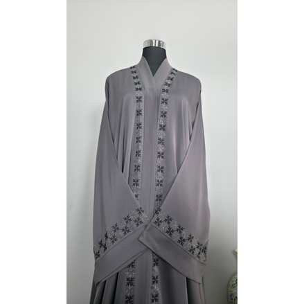 Grey Abaya with Diamantes Detailing|Premium Abaya