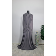 Grey Abaya with Diamantes Detailing|Premium Abaya