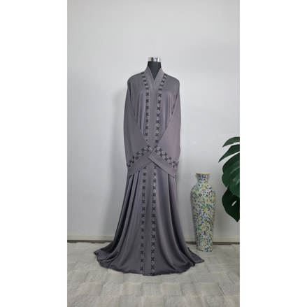 Grey Abaya with Diamantes Detailing|Premium Abaya
