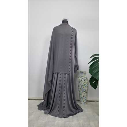 Grey Abaya with Diamantes Detailing|Premium Abaya