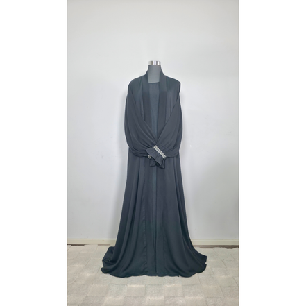 Black Kimono Abaya with Embroidered Hijab