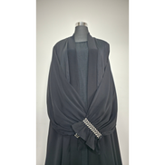 Black Kimono Abaya with Embroidered Hijab