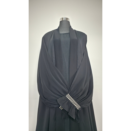 Black Kimono Abaya with Embroidered Hijab
