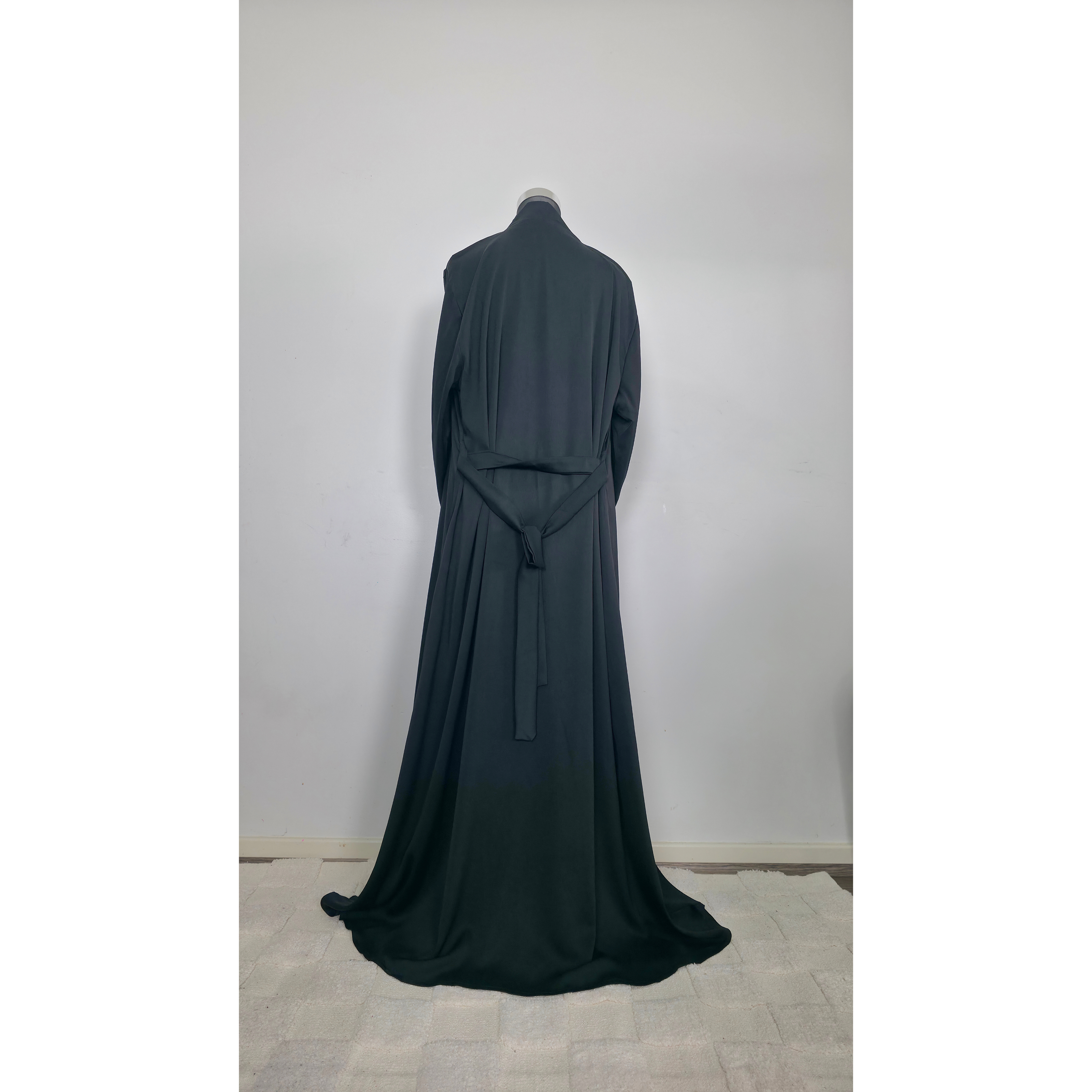 Black Kimono Abaya with Embroidered Hijab