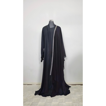 Black Kimono Abaya with Embroidered Hijab