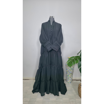 Black Chiffon fully lined dress with lace detail