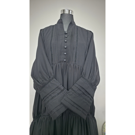 Black Chiffon fully lined dress with lace detail